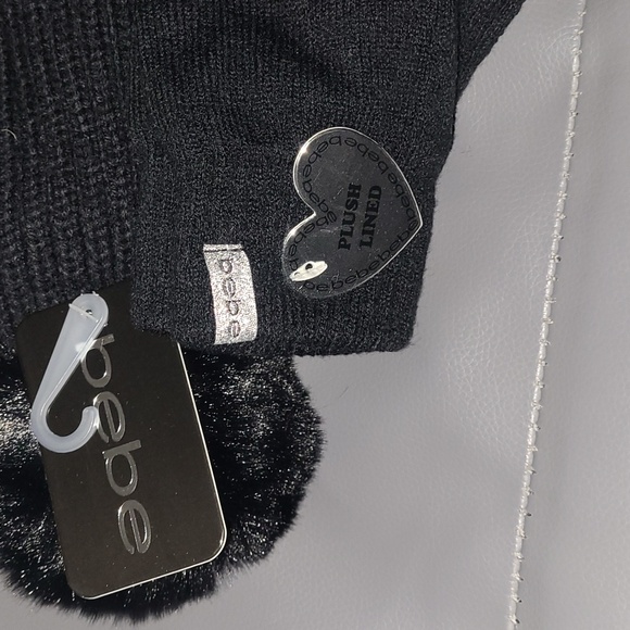 💕NWT bebe black & silver hat and glove set💕OSFM - Picture 5 of 10